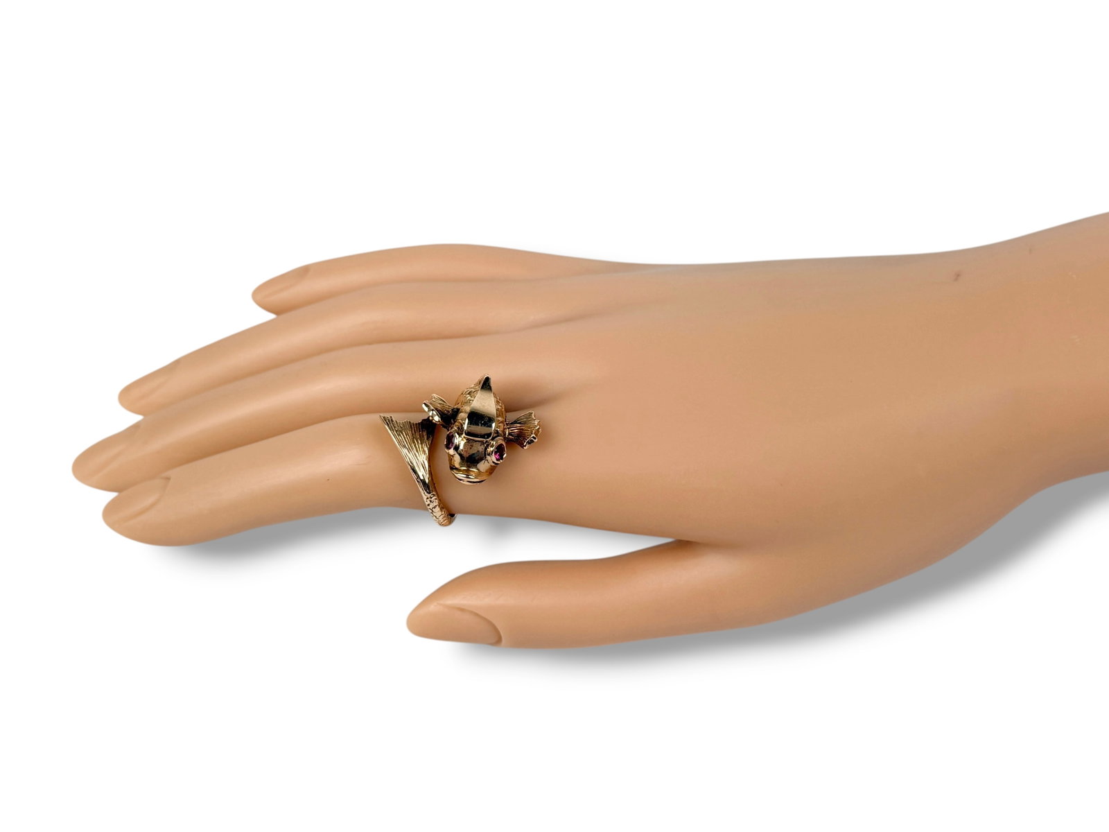 14K Yellow Gold & Ruby Koi Fish Ring - 4