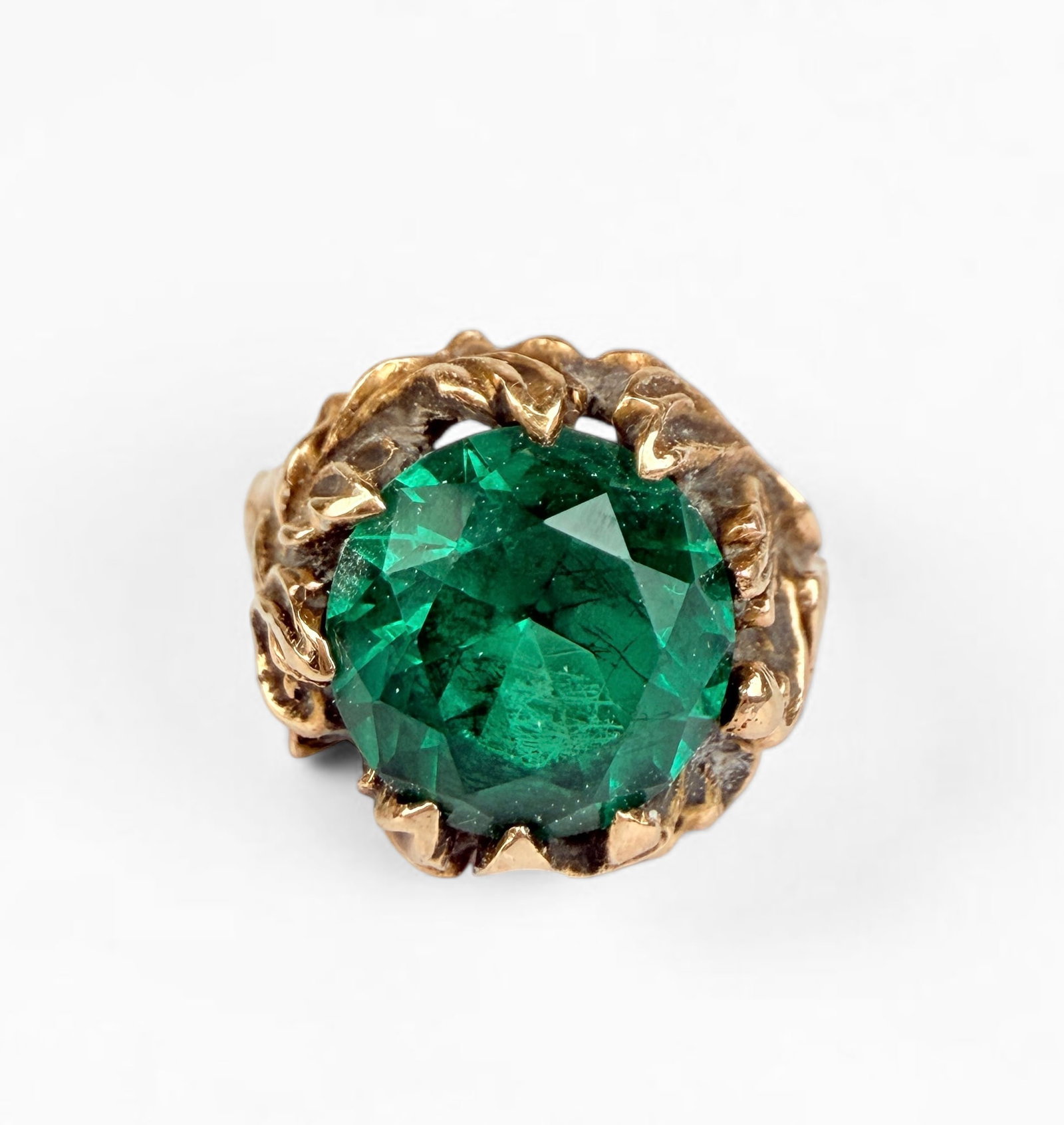 14K Yellow Gold & Green Stone Ladies Ring (1 of 4)