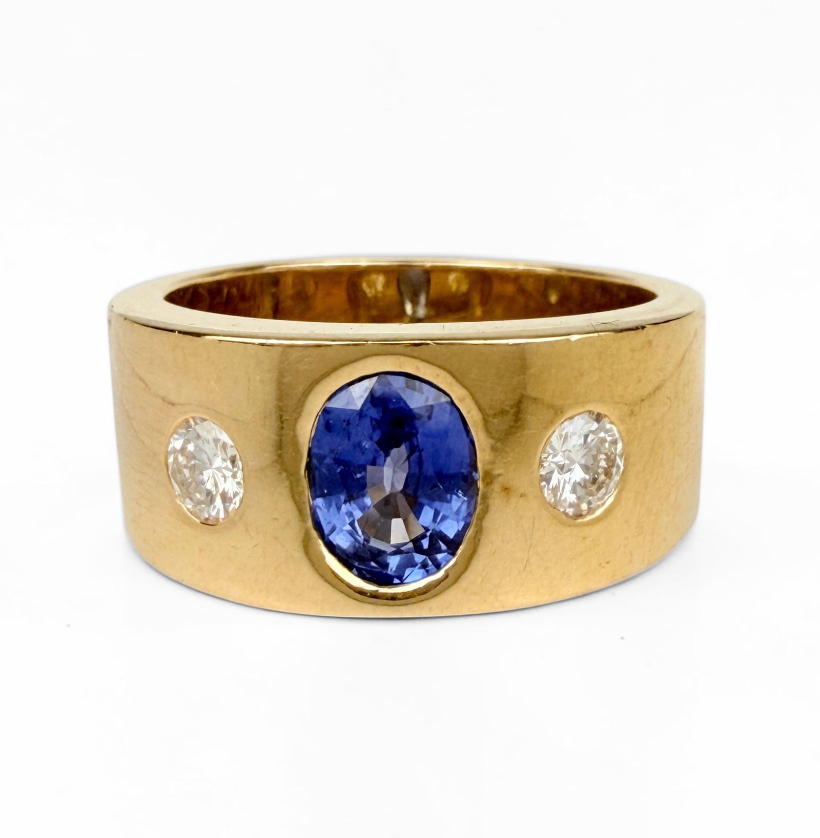 14K Yellow Gold Sapphire & Diamond Men's Ring (1 of 5)
