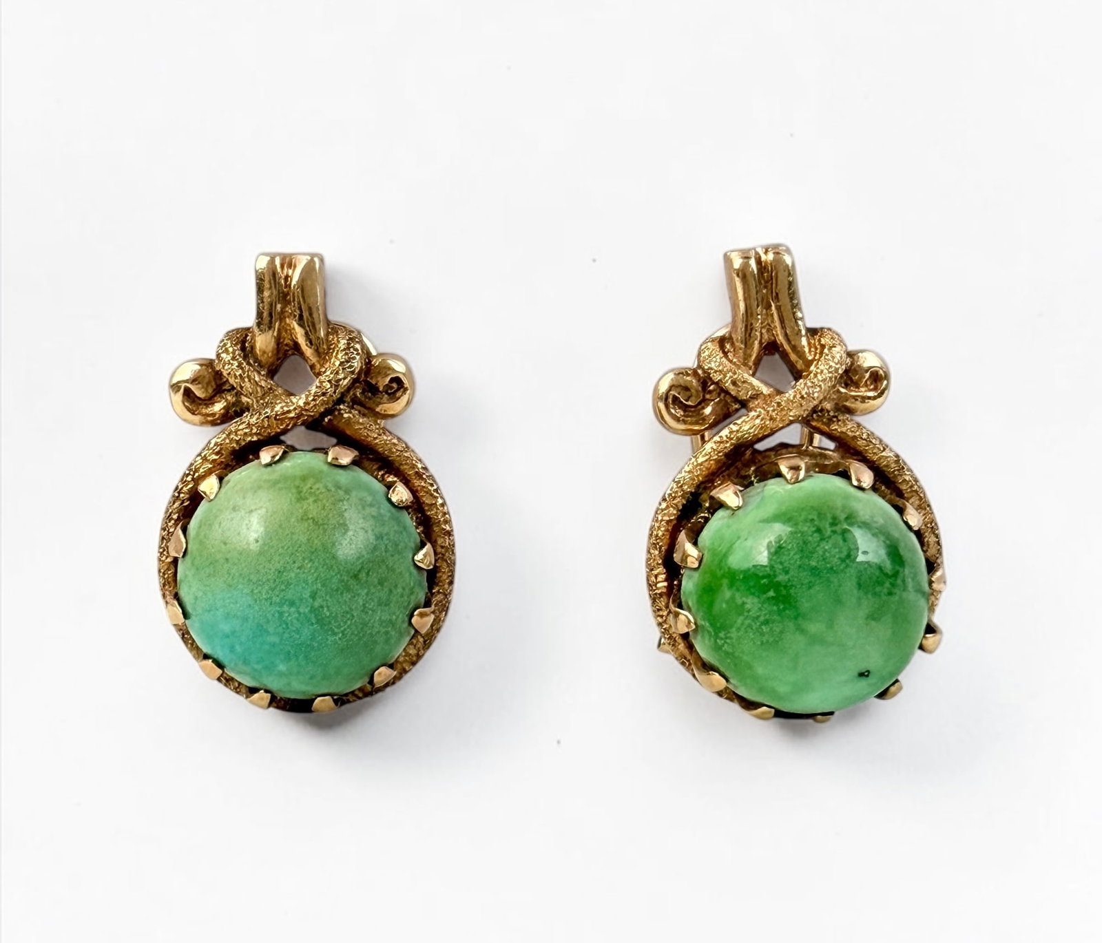 18K Yellow Gold & Green Stone Earrings (1 of 4)
