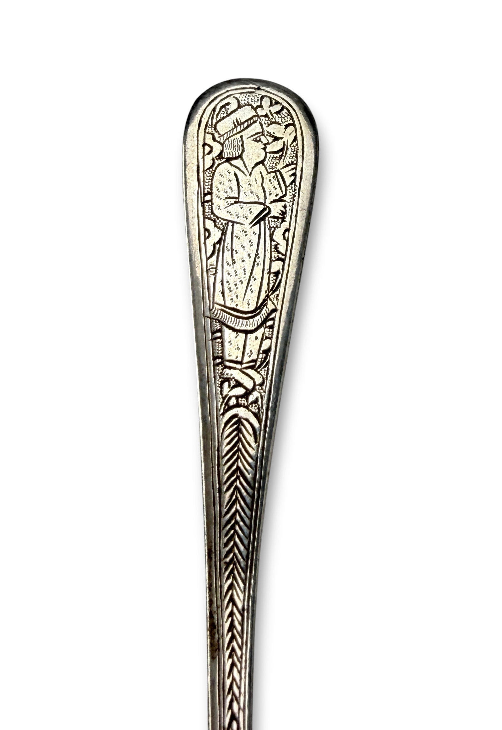 (2) Hand-Engraved .900 Silver Spoons - 3