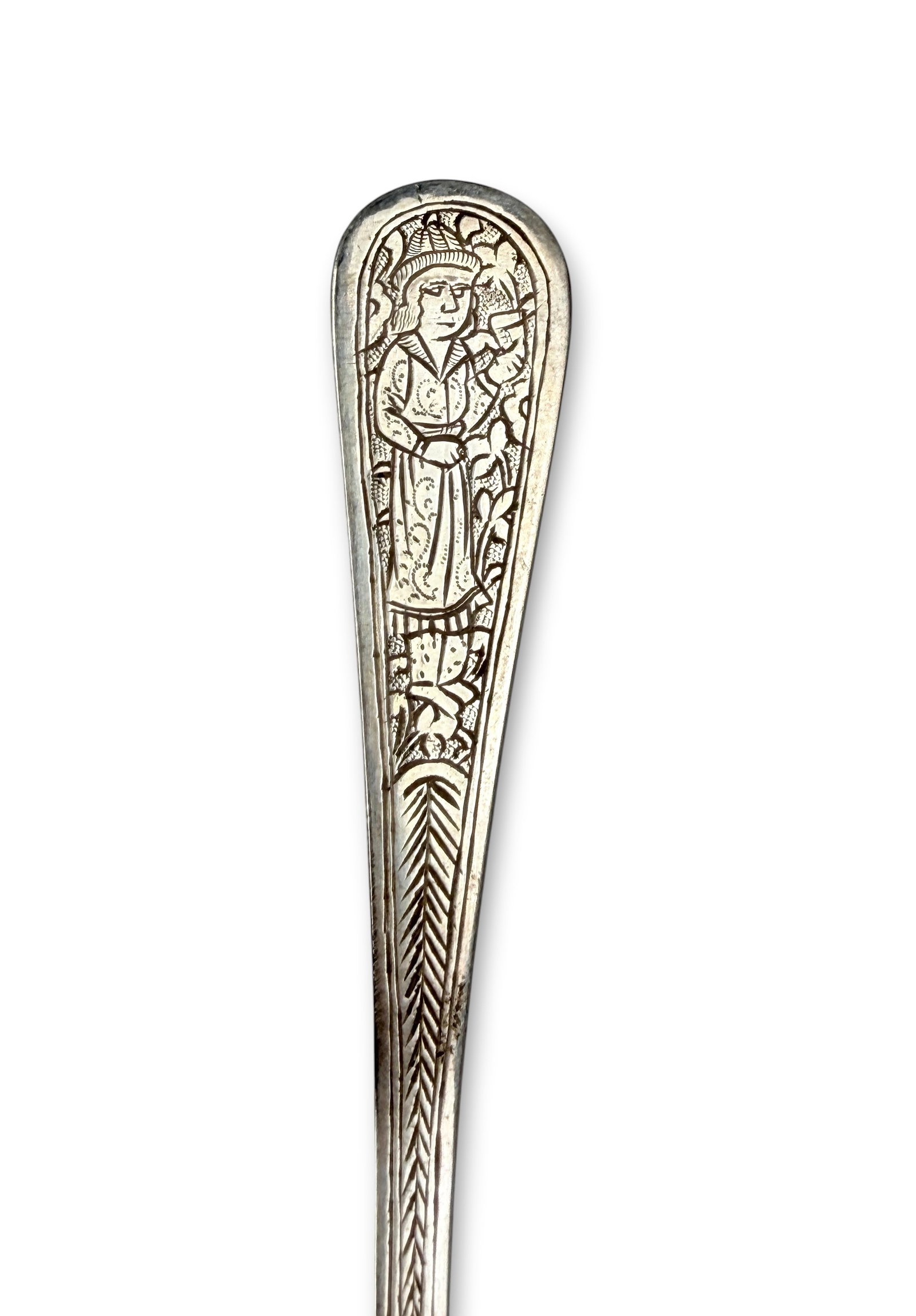(2) Hand-Engraved .900 Silver Spoons - 4