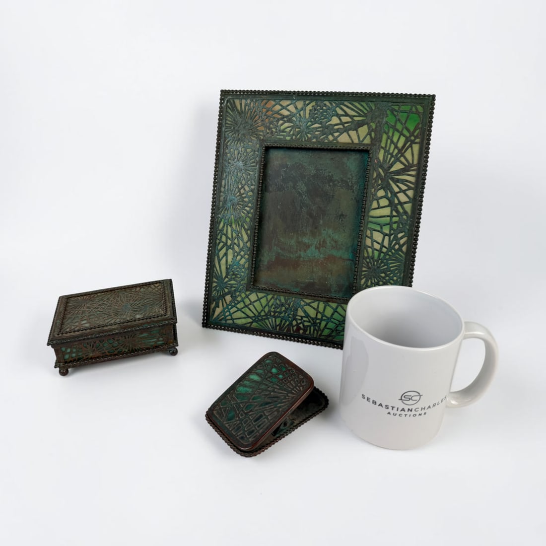 (3pc) Tiffany Studios Pine Needle Desk Set - 9