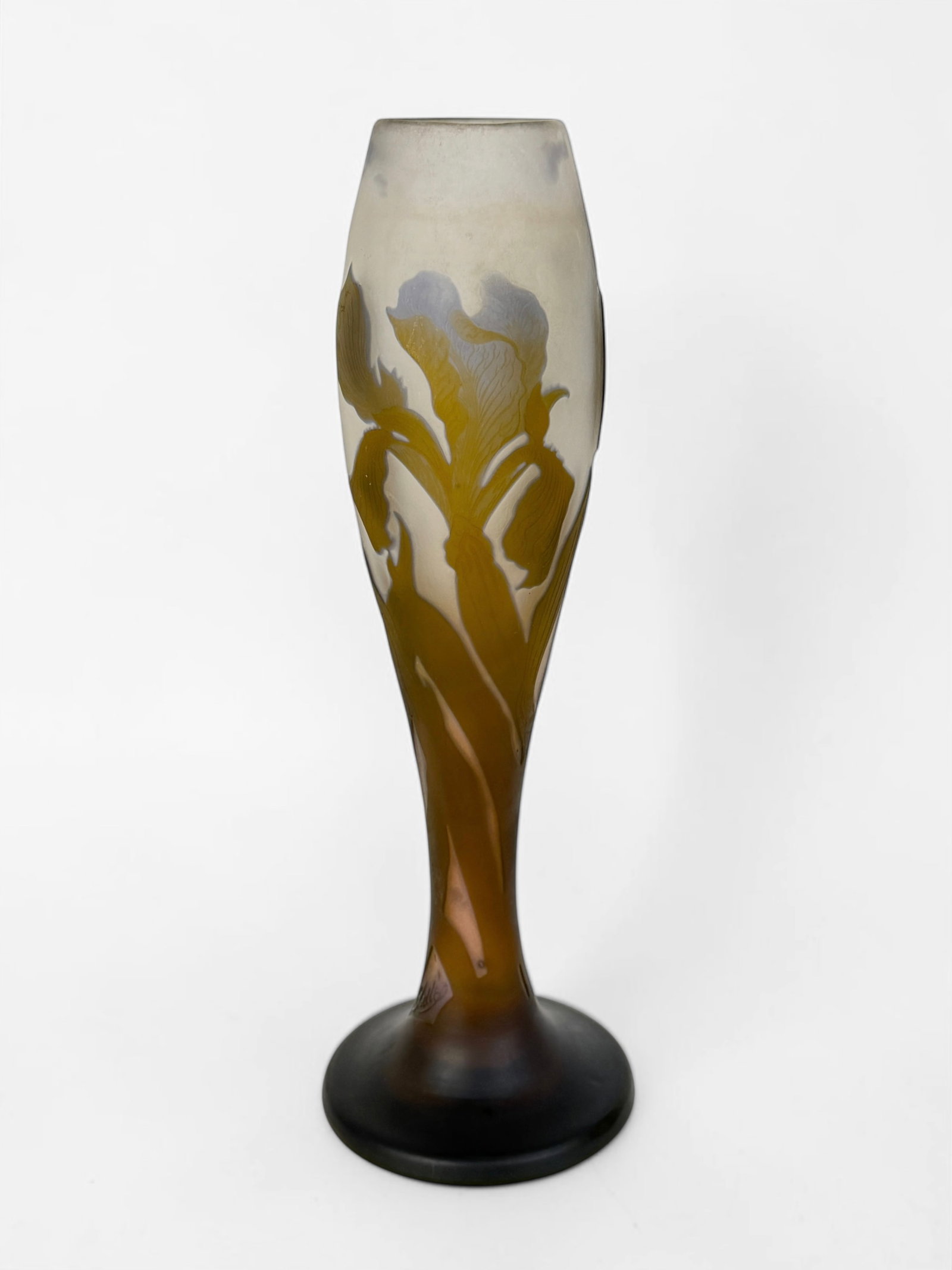 Emile Galle 'Iris' Cameo Glass Vase: Signed by the artist near the foot of the glass. Dimensions: 13 1/2" Tall x 4 1/2" Widest Point Condition: The vase is in very good condition. See images for detail