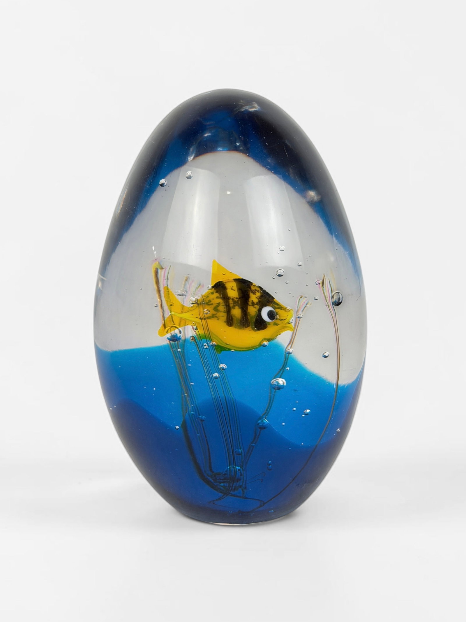 Elio Raffaeli Murano Glass Aquarium Sculpture: Signed on the bottom. Dimensions: 6" x 3 1/2" Condition: The sculpture is in good condition. 