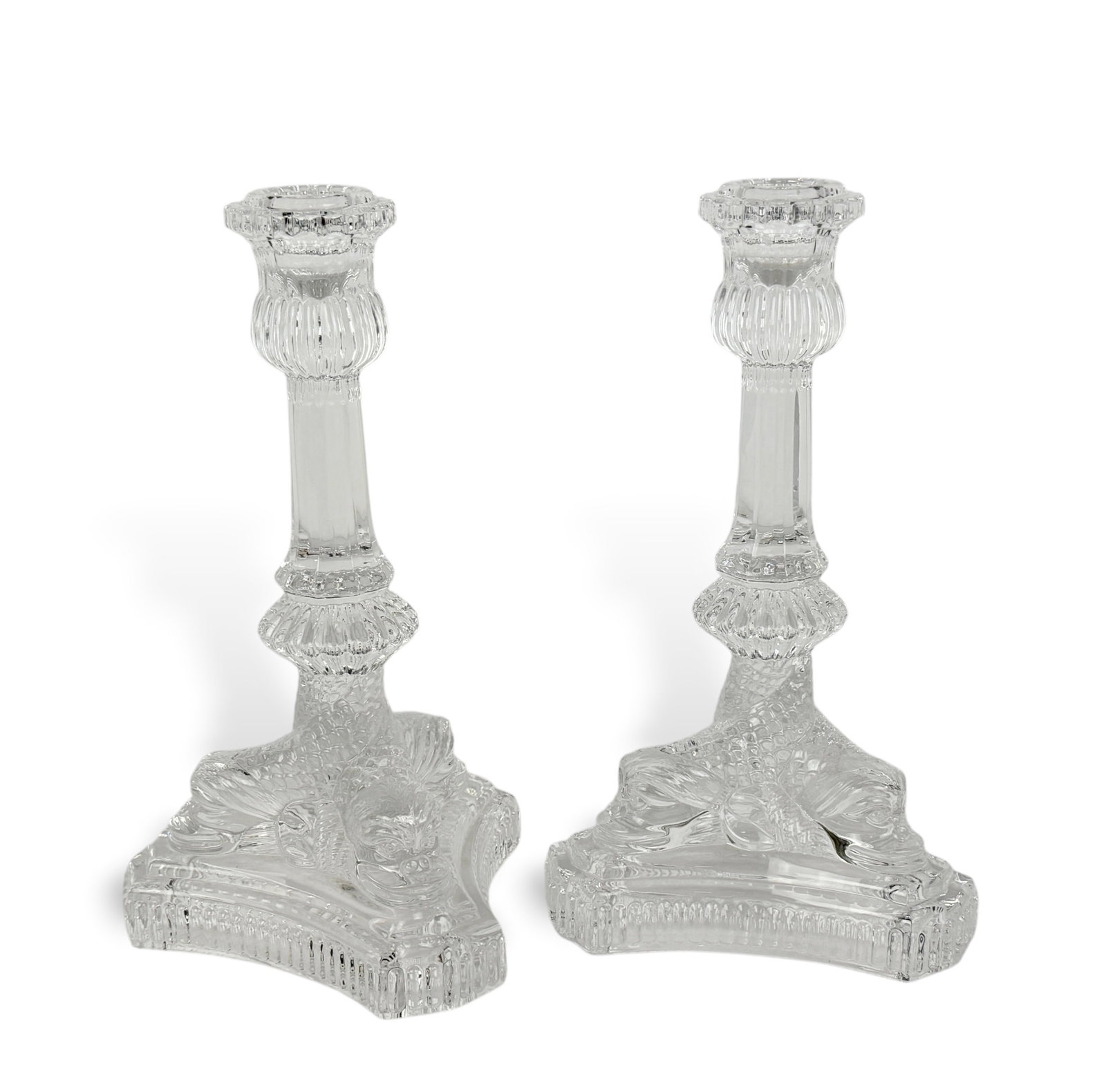 (8) "Dolphin" Glass Candlesticks - 3
