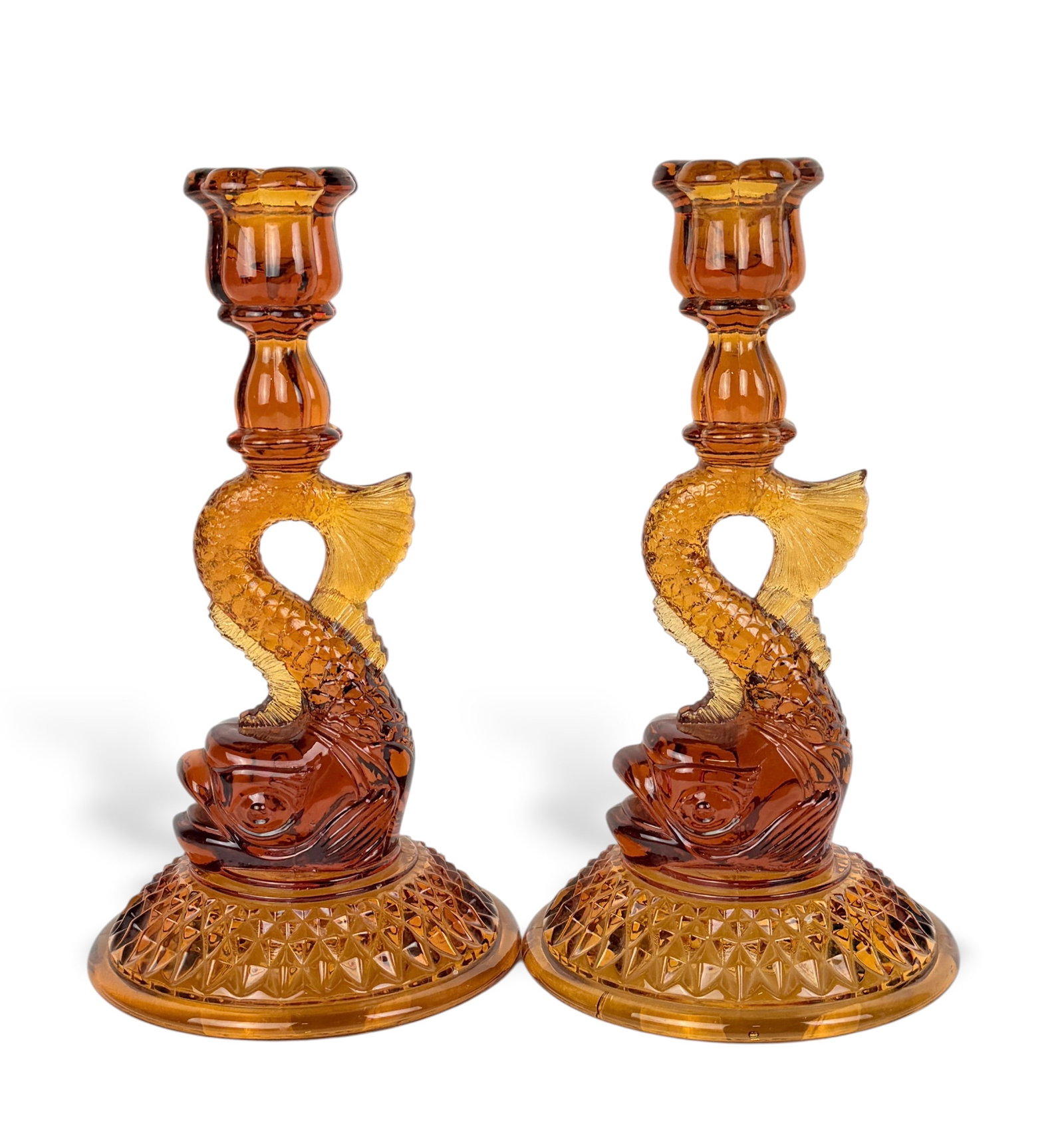 (8) "Dolphin" Glass Candlesticks - 5
