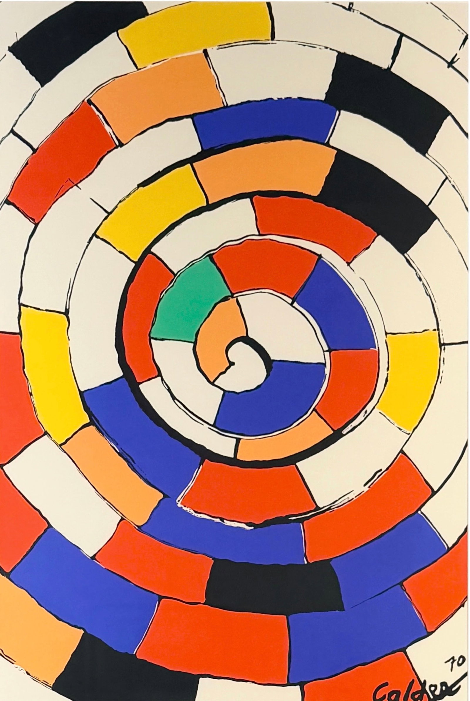 Alexander Calder "Spirals" Lithograph: Signed and dated in the bottom left corner. Date: 1970 Image: 26"x 17 1/2" Frame: 37" x 28" Condition: The print is in good condition. The frame has minor