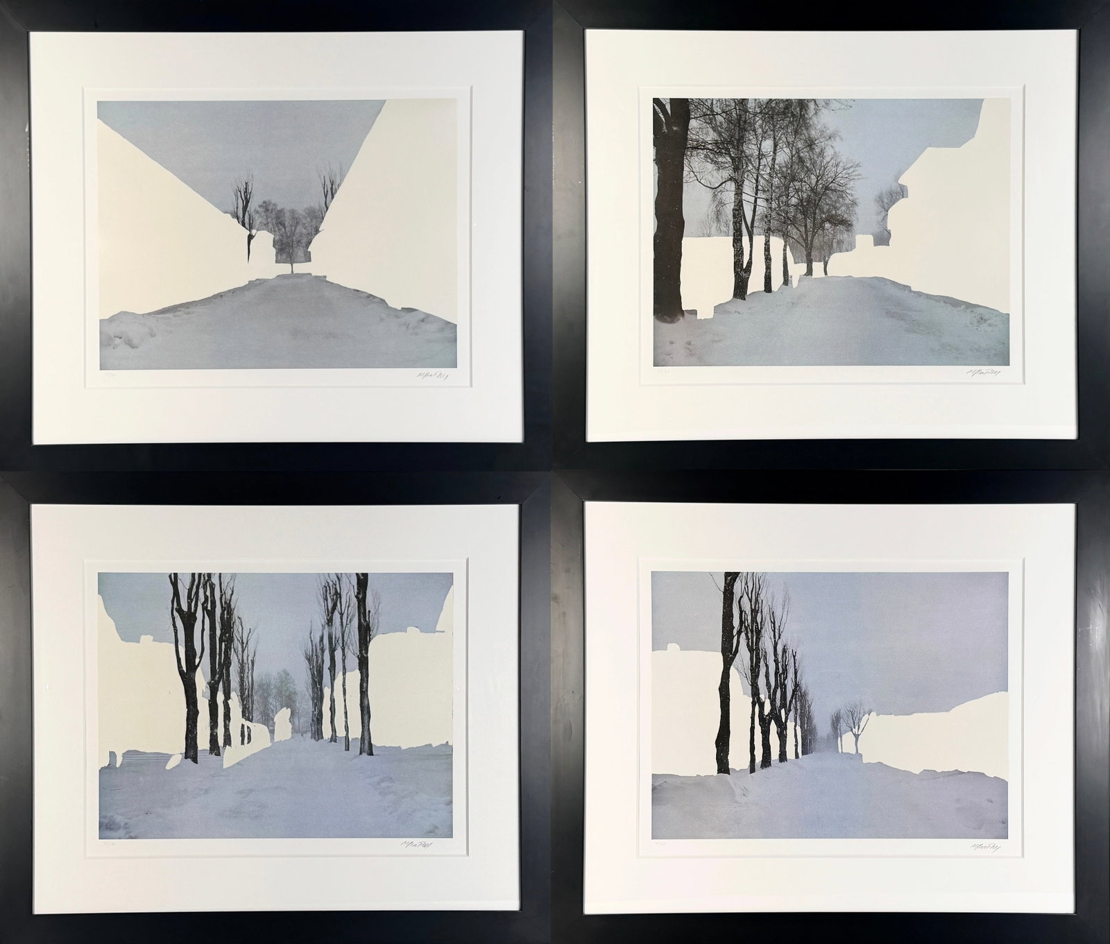 Suite of (4) Miroslaw Balka "A Crossroads in A." Lithographs: Signed lower right and numbered lower right by the artist. Limited Edition: 42/80 Image: 17 1/2" x 22" Frame: 28" x 33" Condition: Each print i