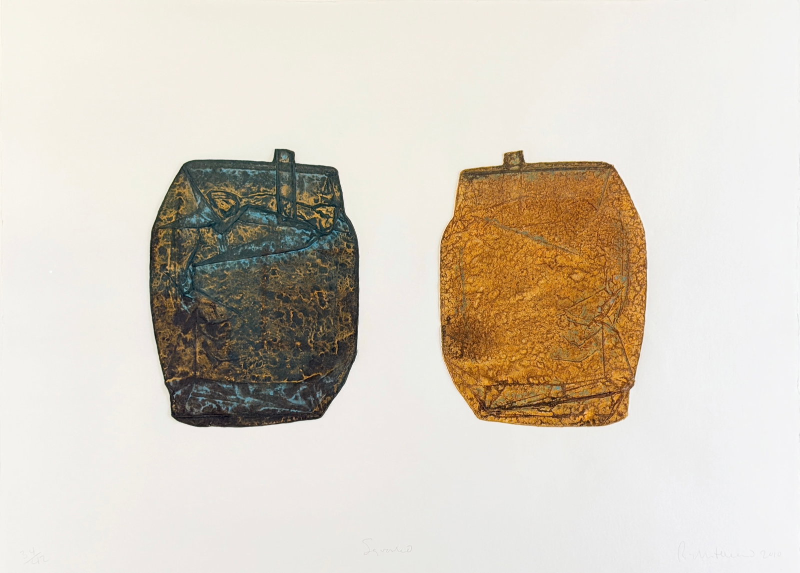 Rachel Whiteread "Squashed" Mixographia: Signed and dated in the lower right corner. Numbered in the lower left. Titled in the center. Limited Edition: 34/42 Image: 27" x 37" Frame: 30 1/2" x 40