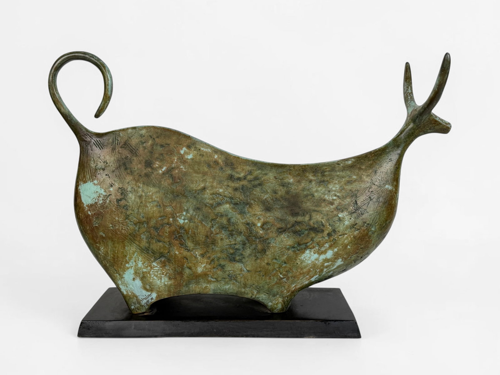 Itzik Benshalom 'Bull' Bronze Sculpture: Signed on the bull's right rear leg near the bottom. Dimensions: 16" Tall x 23" Long x 6 1/2" Wide Condition: The sculpture is in good condition. See