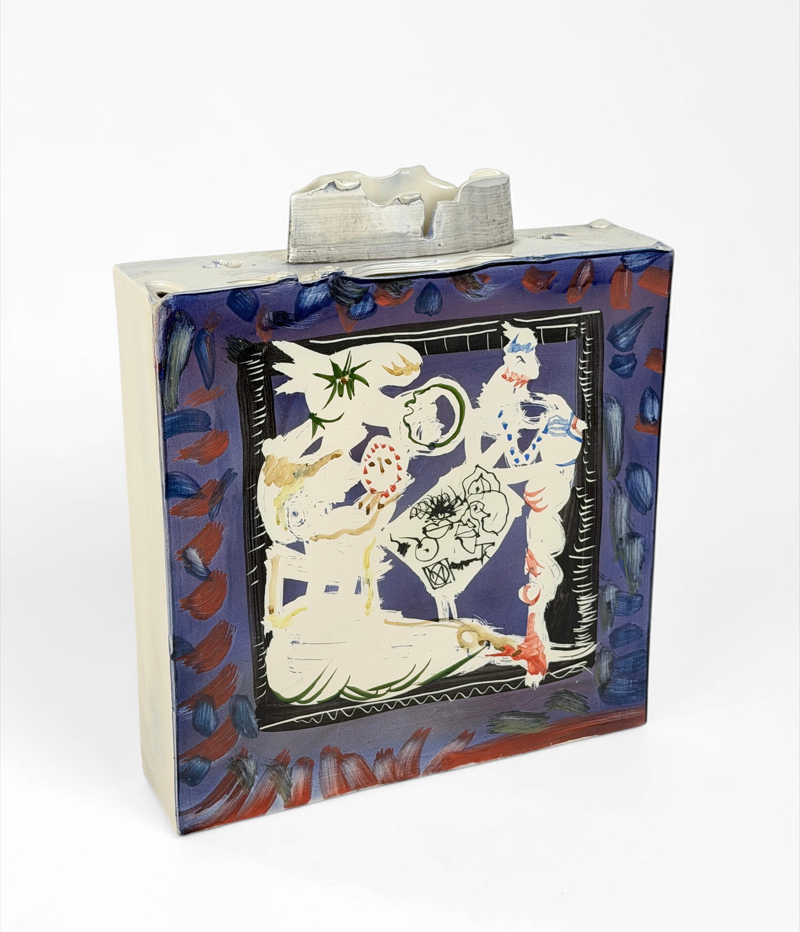 Gilbert Portanier 'Abstract Shapes' Ceramic Vase (F): Signed and dated by the artist on the side of the vase. Date: 1993 Dimensions: 13 1/2" x 13 1/2" x 3 1/2" Condition: The vase is in very good condition. See