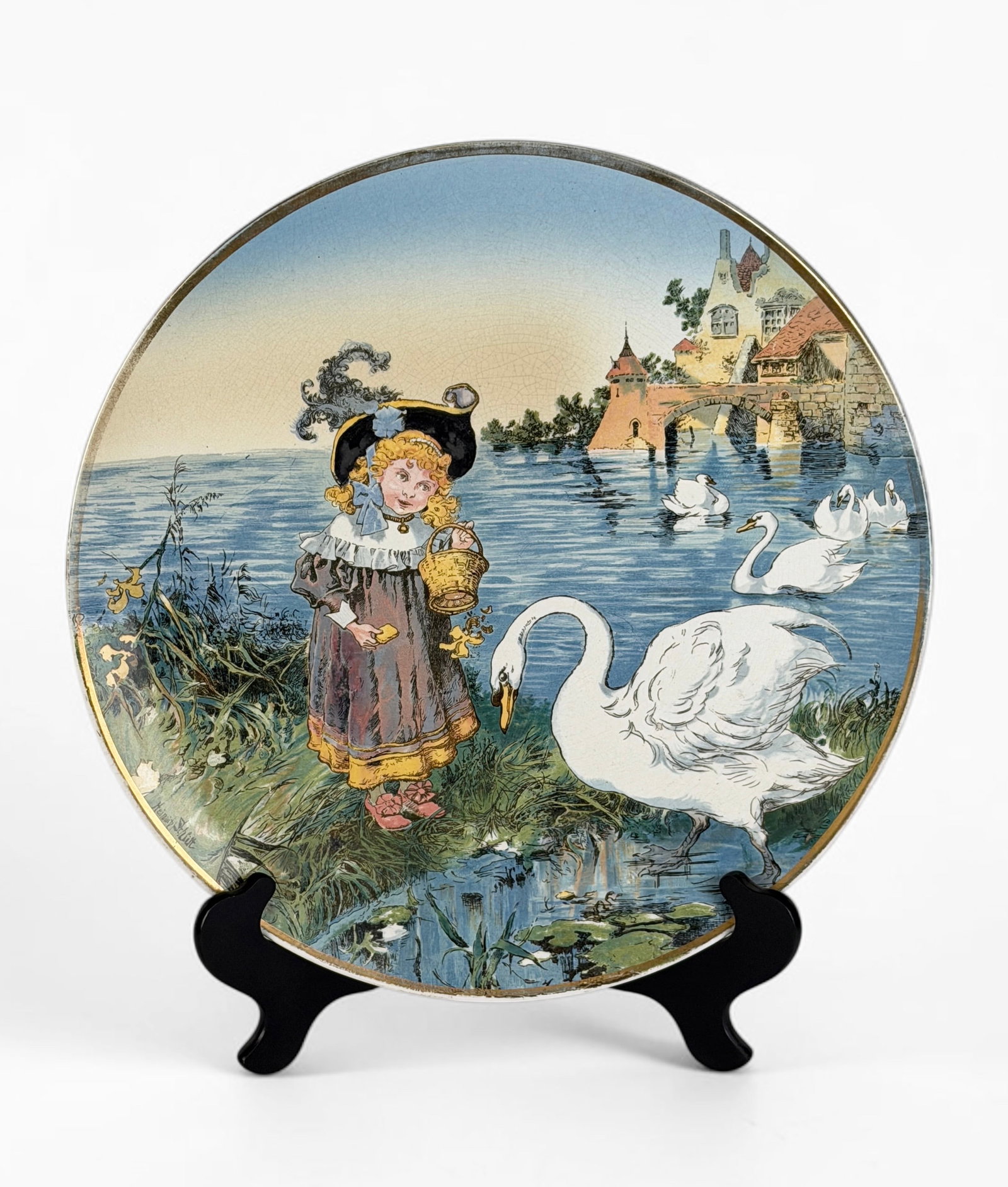 Villeroy & Boch Mettlach 'Young Girl & Swans' Charger Plate (1 of 6)