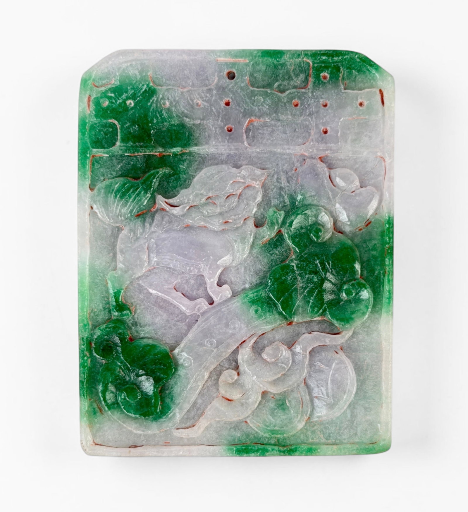 Chinese Jade Plaque W/ Phoenix & Lion Dog Motif (1 of 3)