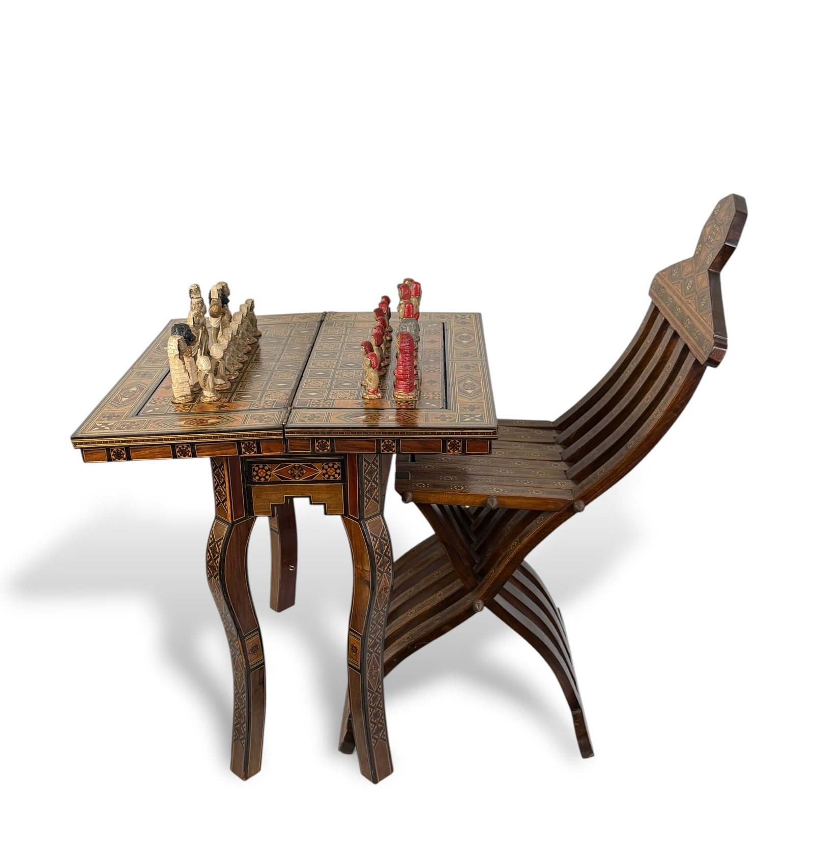 Syrian & Egyptian-Style Inlaid Game Table & Chair (1 of 17)