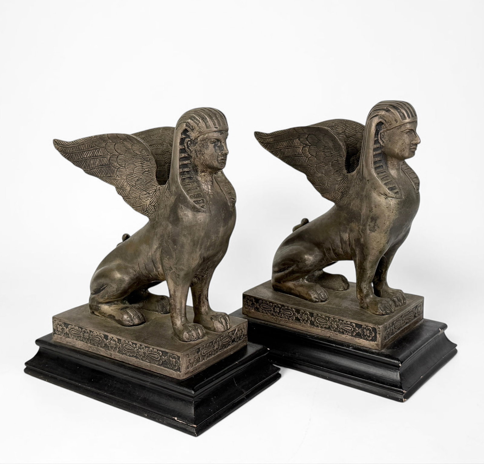 Pair of Bronze Egyptian Revival Winged Sphinx Sculptures (1 of 5)