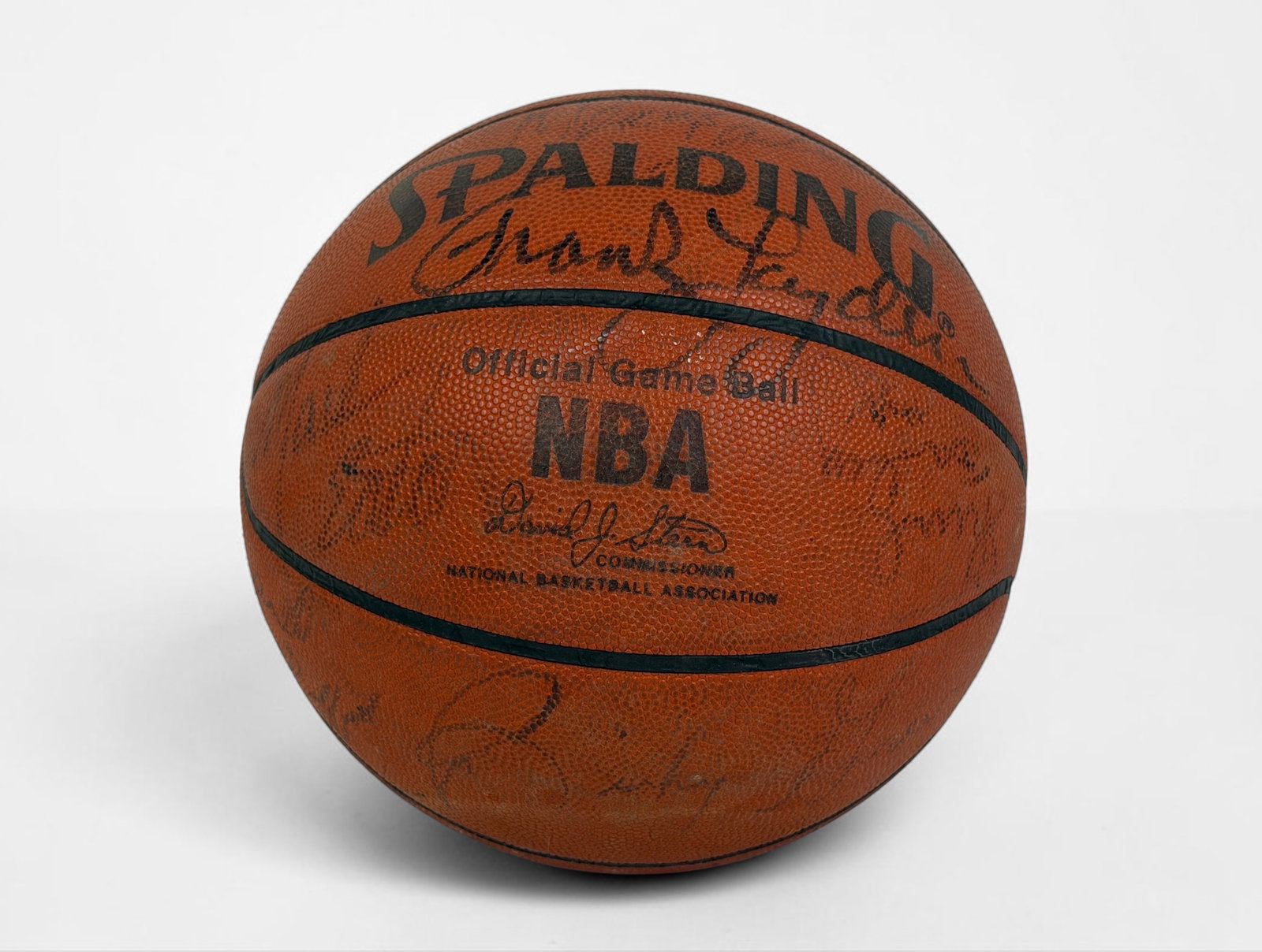 Utah Jazz Official Game Ball Signed by Team: Ball is dated 1996-97. Size: 9" Diameter Condition: The ball is in good condition. Some of the signatures have fading and are ilegible. Please see images for details. 
