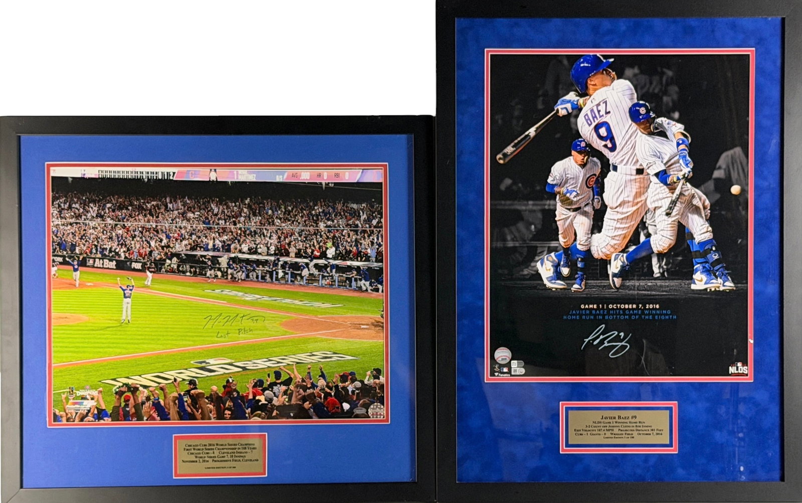 Pair of Signed Cubs Limited Edition Photographs: Certificate of authenticity included. Largest Image: 19 1/4" x 15 1/2" Frame: 30" x 22" Condition: Both images are in good condition. Some marks