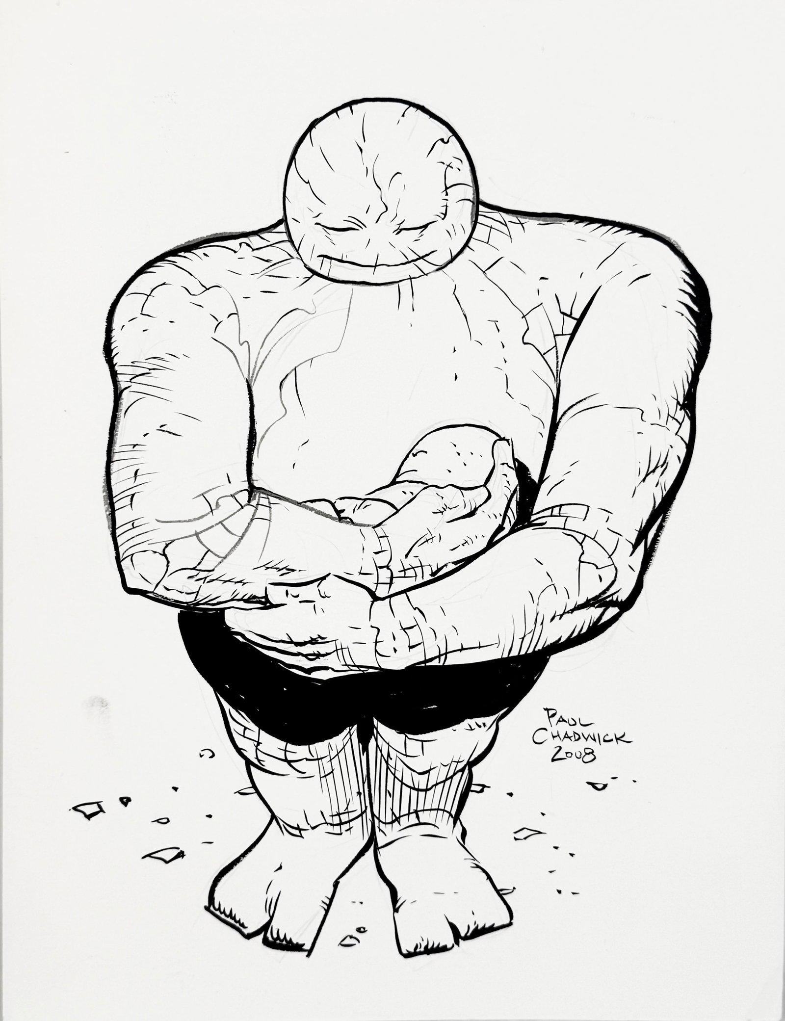 Paul Chadwick "Concrete" Original Ink on Paper: Signed and dated by the artist lower right. Date: 2008 Dimensions: 11" x 8 1/2" Condition: Crease to the bottom right corner and wear to the other corners. Very min