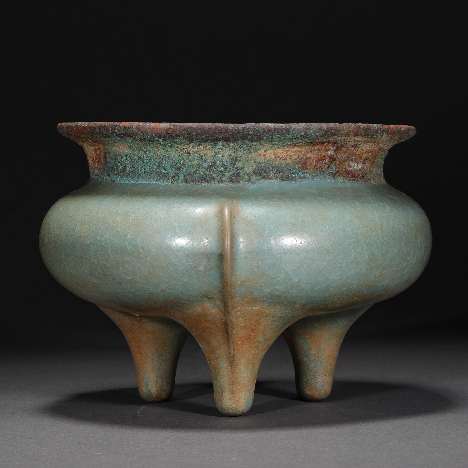 Chinese Song Dynasty celadon three-legged stove (1 of 11)