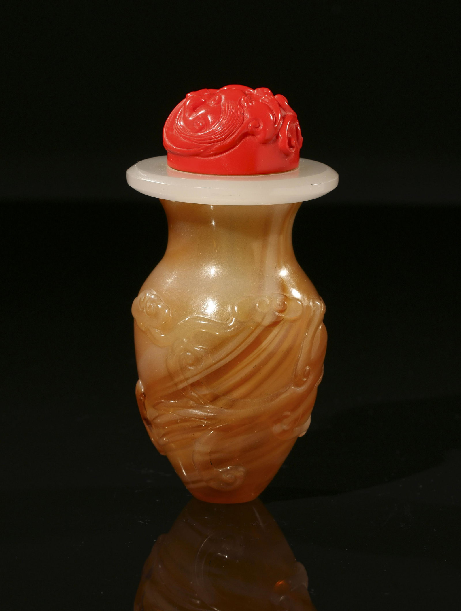 Qing Qianlong Agate Cloud Pattern Cricket Jar - 4