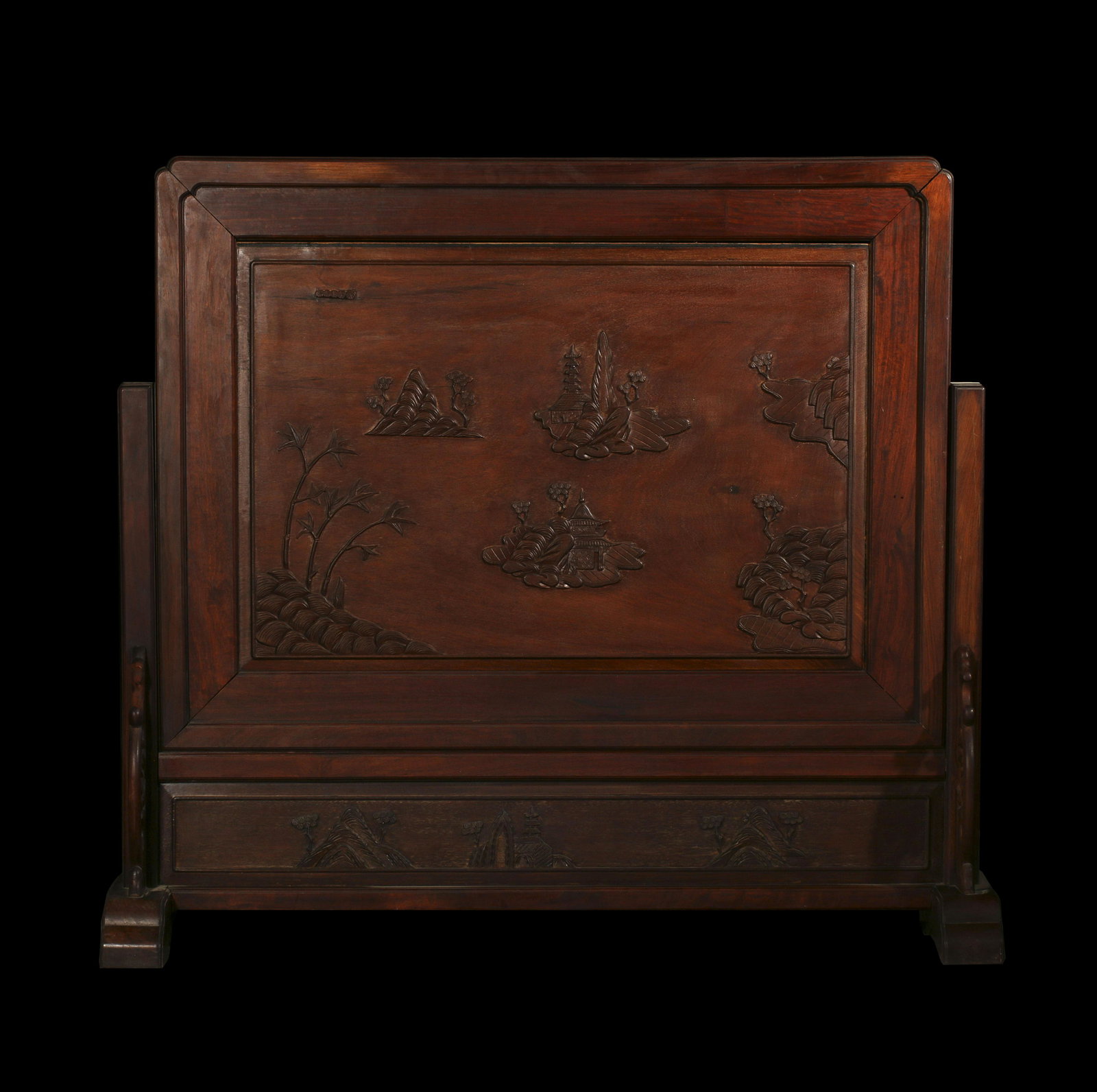 Qinghongmu Landscape Screen with Bamboo Pattern