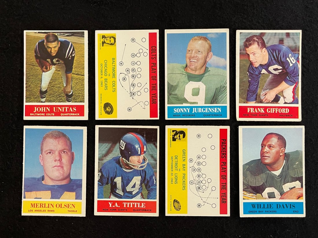 1964 Philadelphia Football Cards Stars and Commons: 1964 Philadelphia Football Cards Stars and Commons. John Unitas, Sonny Jurgensen, Frank Gifford, Merlin Olsen, Y.A. Tittle, Willie Davis