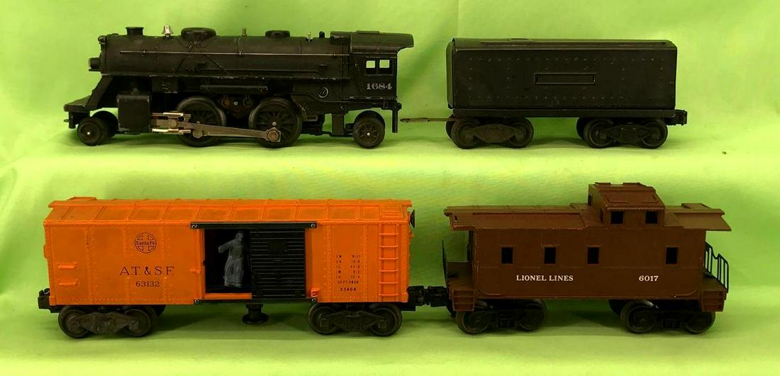 Lionel O gauge 1684 2689W 3464 boxcar 6017 caboose (1 of 3)