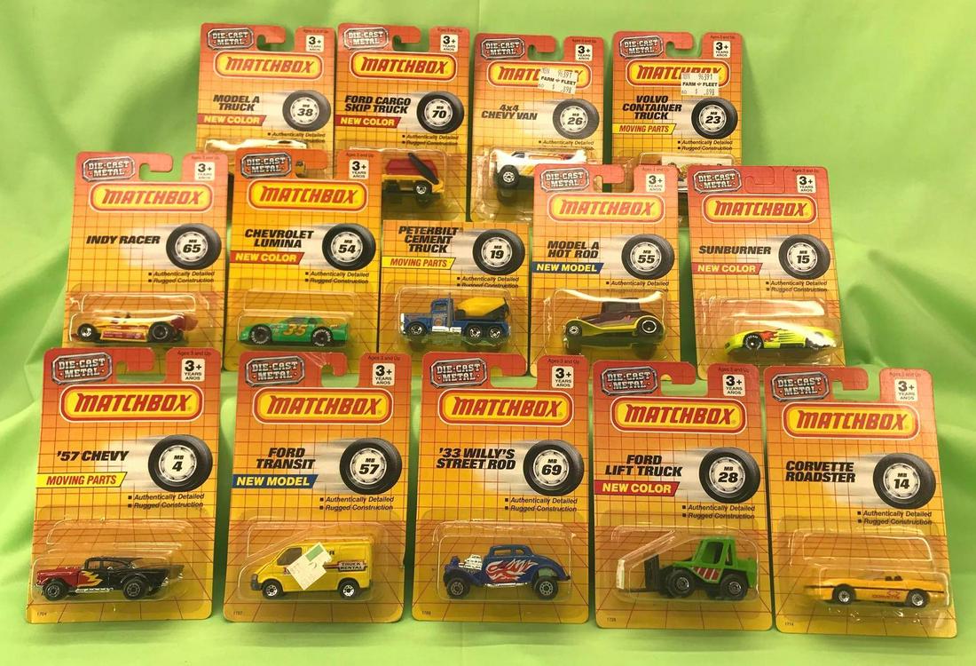 Assorted Matchbox lot of fourteen die-cast cars Mint on (1 of 1)