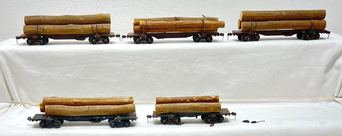 Five vintage HO gauge/scale kit built log cars with (1 of 3)