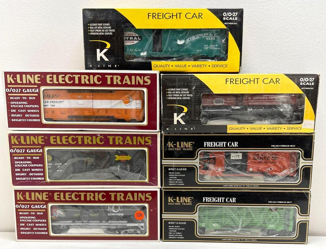 Seven modern era O gauge K-Line freight cars in (1 of 2)