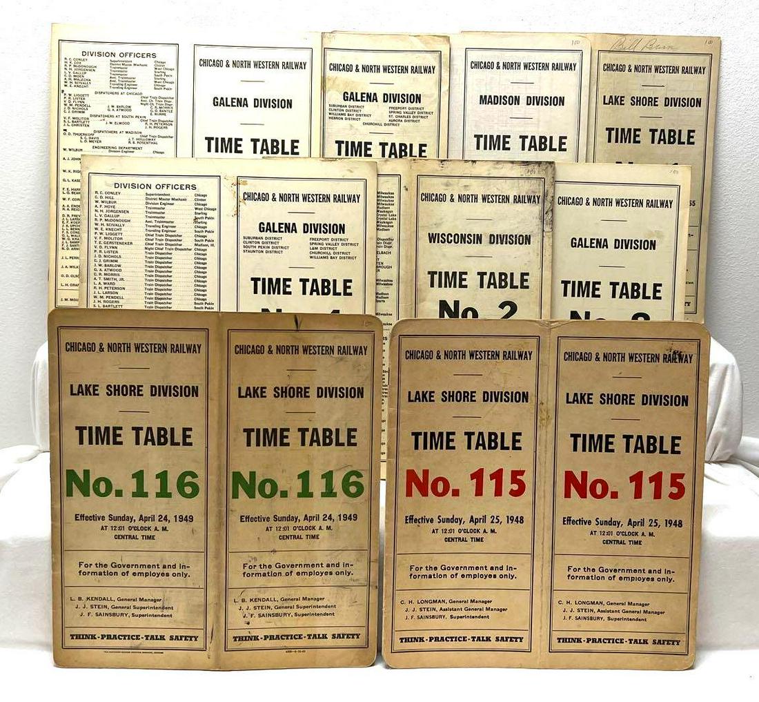 9 Chicago And Western Railway Time Tables 1948 thru (1 of 6)