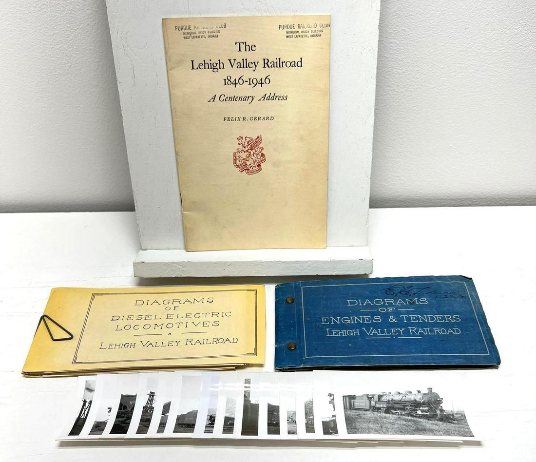 The Lehigh Valley Railroad Diagrams Photographs And: The Lehigh Valley Railroad Diagrams Photographs And Centenary Address. Lehigh Valley Railroads Diagrams of Diesel Electric Locomotive, book is held together with a metal clasp, pages are darken from a