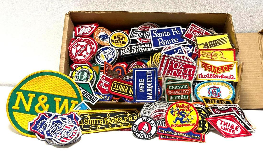 399 Railroad Patches New: 399 Railroad Patches New. All patches are new. Some duplicates. Here is a small list of some of the railroads. Please look at the photographs for a better list. East Broad Top, C&EI The Chicago Li