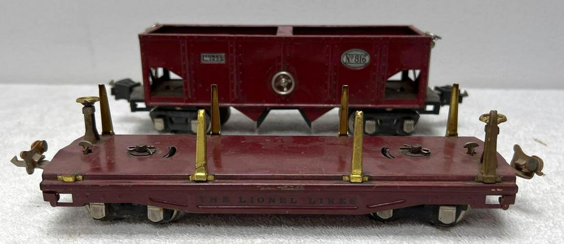 Prewar Lionel O gauge 816 red hopper 811 maroon flat (1 of 9)