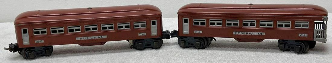 Prewar Lionel O gauge 2642 brown Pullman and 2643 brown (1 of 3)
