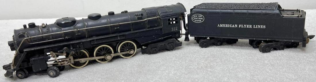 Postwar American Flyer S gauge 322 4-6-4 New York: Postwar American Flyer S gauge 322 4-6-4 New York Central Hudson steam locomotive and die cast tender. Train should clean to look C6 area, but is being sold due to drive rods missing ecentric crank is
