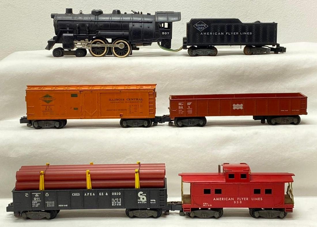 Postwar American Flyer S gauge 307 Reading Lines 911 941 923 938 steam freight train set (1 of 14)