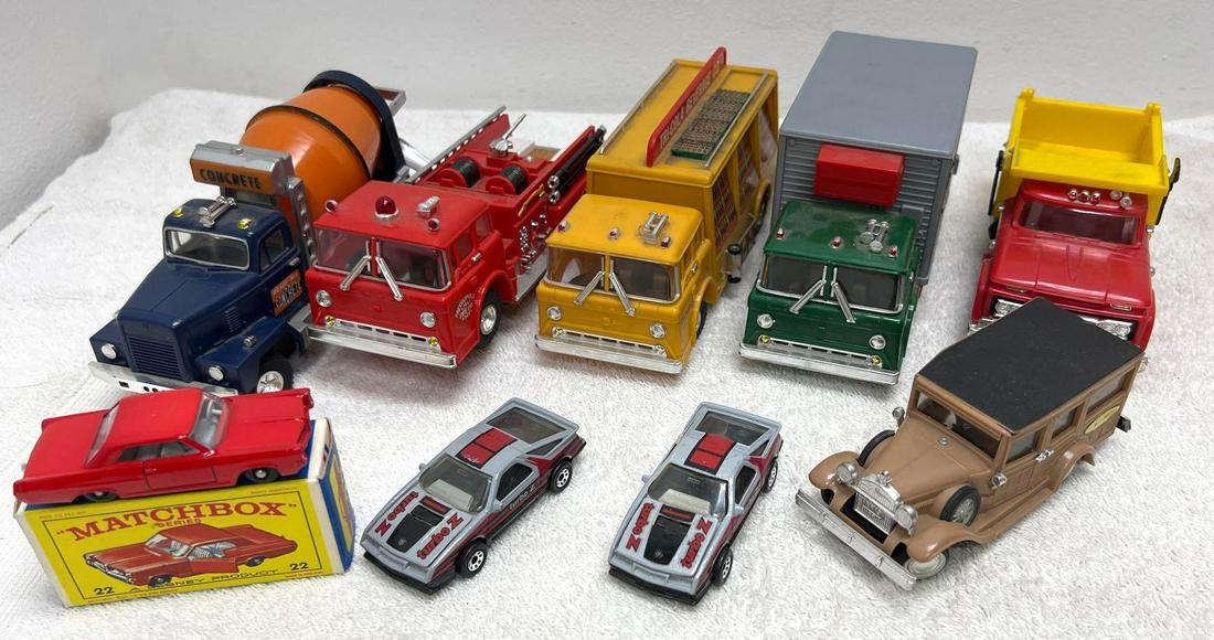 Six Ideal 1960 Plastic Slot  Trucks Plus Three Matchbox Cars (1 of 4)