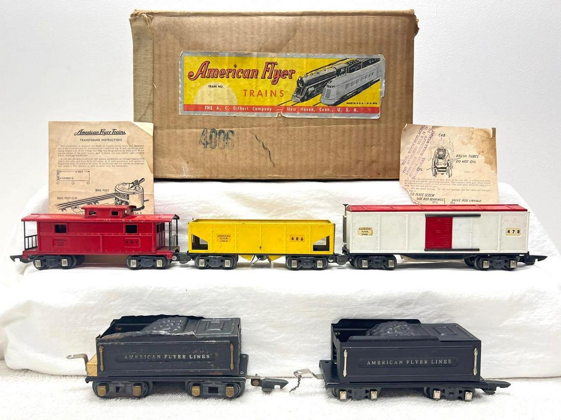 Prewar American Flyer O Gauge 4006 steam freight set in original box (1 of 8)