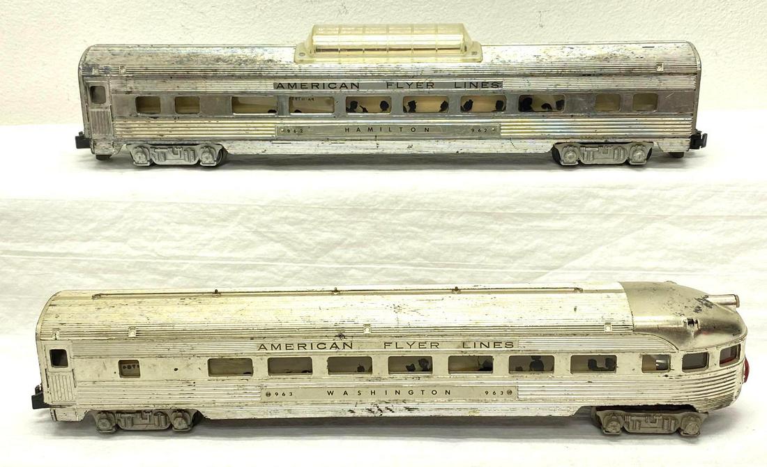 Postwar American Flyer S Gauge 962 963 Chrome passenger cars (1 of 15)