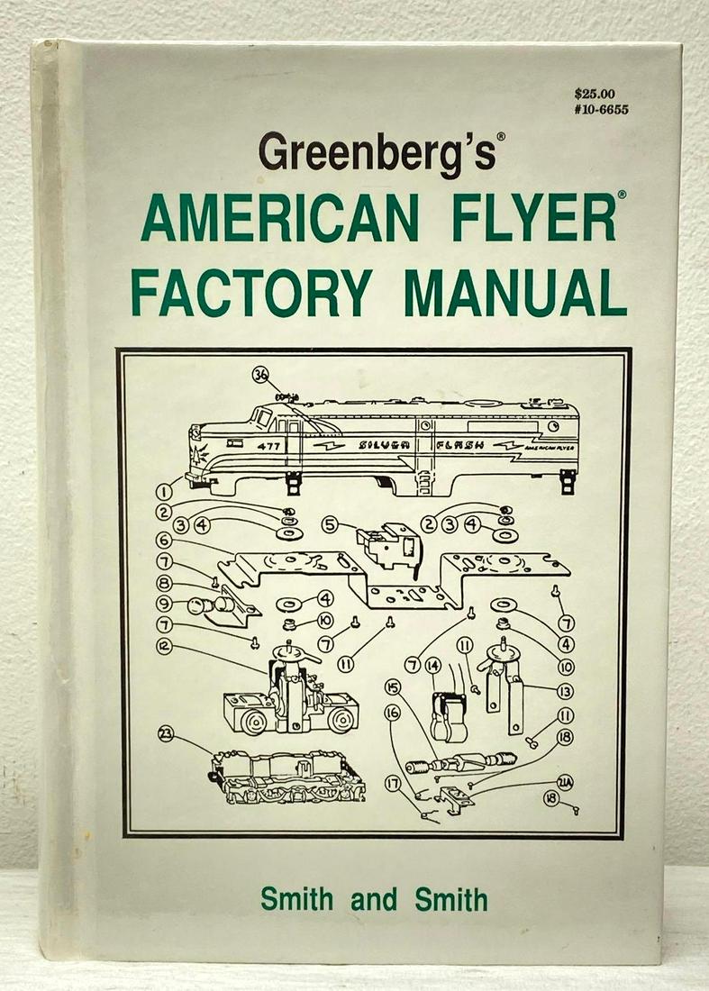 Greenbergs American Flyer Factory Manual Smith and Smith: Greenbergs American Flyer Factory Manual, Smith and Smith. No finger prints, no torn or missing pages, no writing, no dog earred corners, no corner dings to covers. Really nice copy. Please view the i