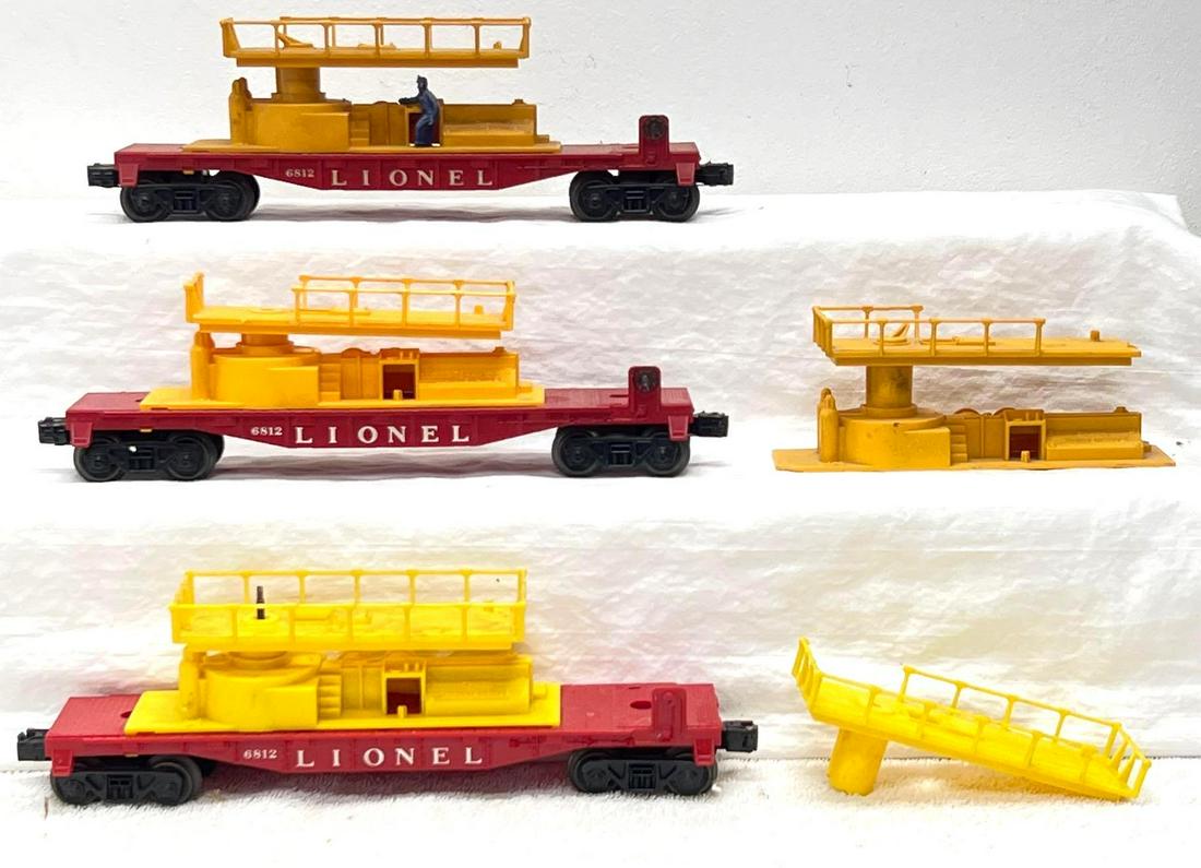 Postwar Lionel O Gauge three 6812 track maintenance cars w/extra parts (1 of 5)