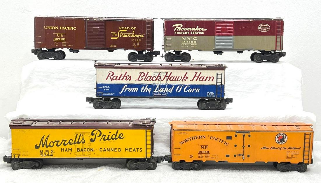 Postwar O Gauge kit built boxcars group of five UP NYC NP MRX RPRX (1 of 5)