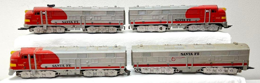 Postwar Marx O Gauge three 1095 Santa Fe A units one B unit (1 of 5)