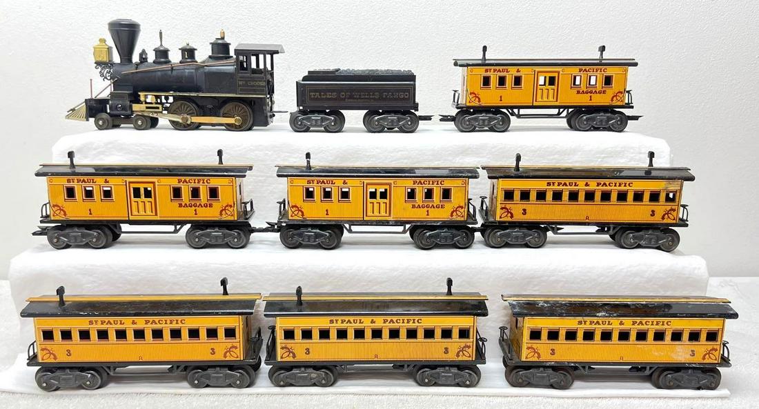 Postwar Marx O Gauge Wm Crooks 1 4-4-0 Tales of the Wells Fargo Seven car set (1 of 5)
