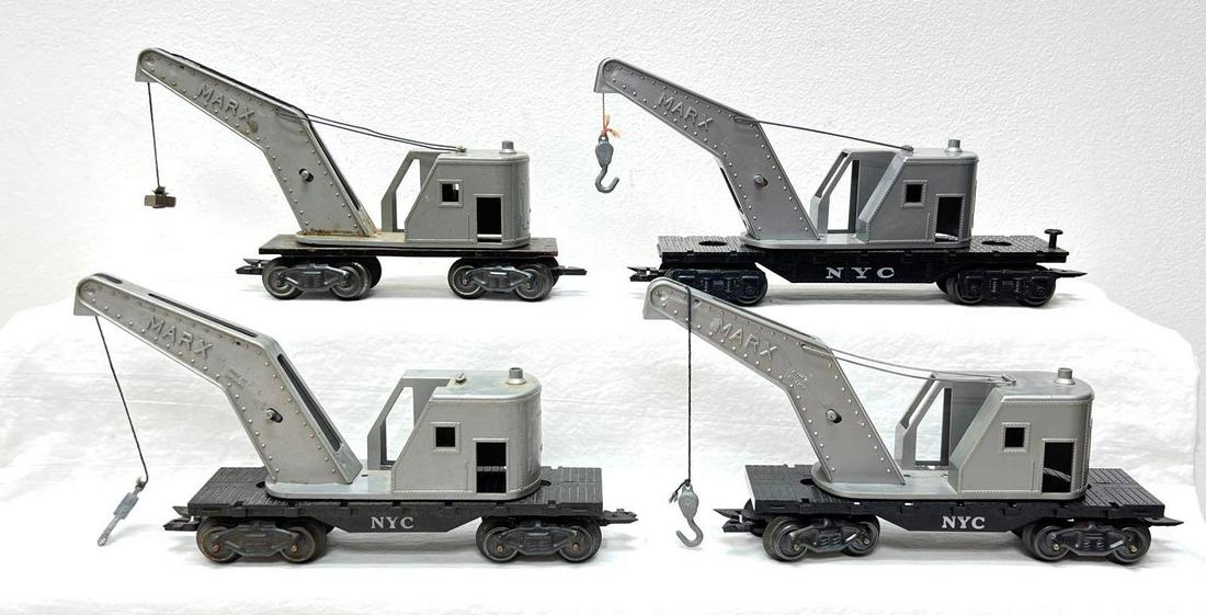 Postwar Marx O Gauge NYC derrick crane metal short long four variations (1 of 4)