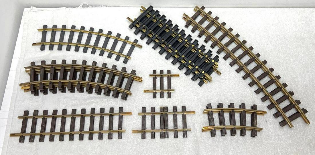 Modern Era LGB Aristocraft G Scale curved straight track: Modern Era LGB Aristocraft G Scale curved and straight track sections, used with tarnish on some rails and some dirt/dust. one 1015, two 1102, one 1000 300mm, three 1100 R-600mm, two 1600R-1175mm, one