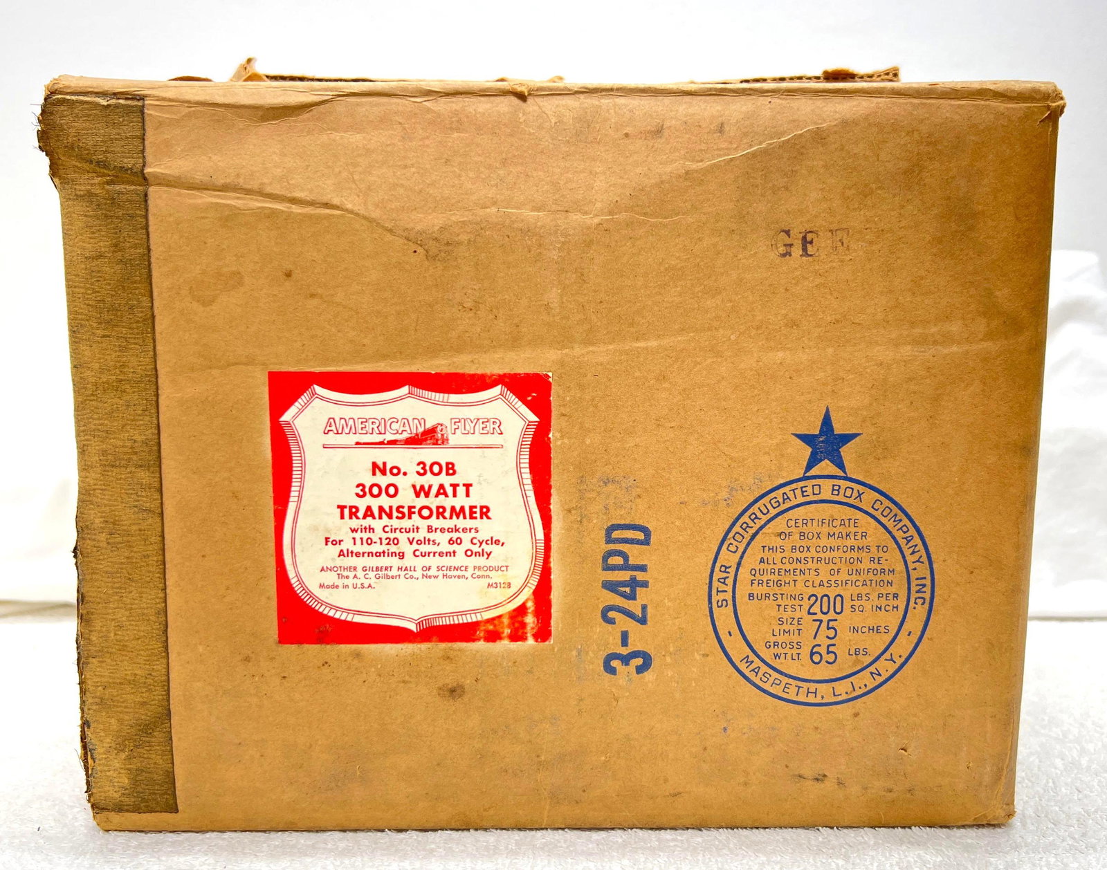 Postwar American Flyer S Gauge No 30B in original box w/instructions: Postwar American Flyer S Gauge No 30B in original box w/instructions sheet. Transformer includes original instructions sheet and original handles. Transformer has original cord. Transformer should cle