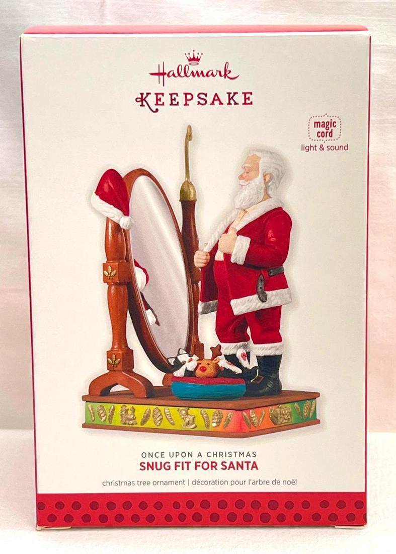 Hallmark Keepsake Ornament Once Upon A Christmas: Hallmark Keepsake Ornament Once Upon A Christmas, Snug Fit For Santa. Magic Light and Sound, plays "Here comes Santa Claus". Ornament appears to be new, never displayed. Box is minty. Ornament